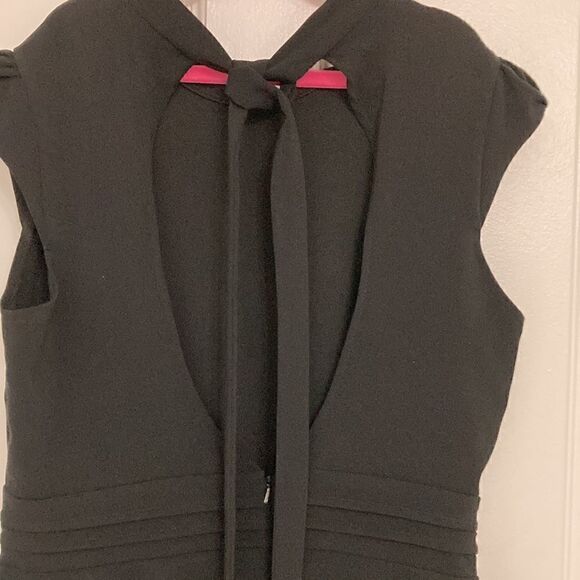 Issue NY Black Halter Dress with Ruffle Detail, Cummerbund Waist & Cap Sleeve. - Picture 4 of 10